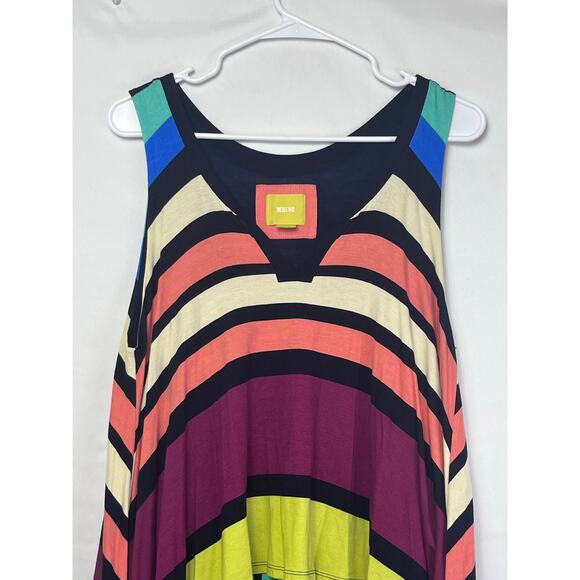 Maeve Women's Med Multicolor Sleeveless Lagenfeld Look Striped Hippie Boho Dress - Picture 7 of 9
